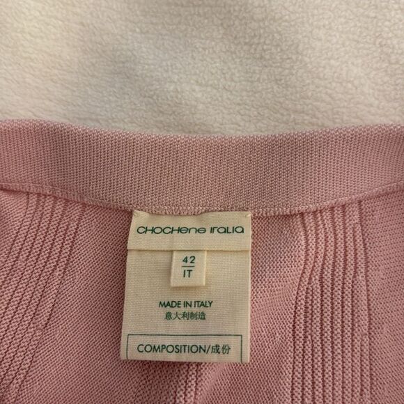 Chochene Italia 2 Piece Knit Women’s Set of Top & Skirt in Pink/ White Detail. - Picture 10 of 10